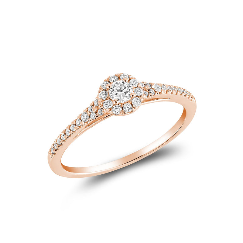 Bague à diamant solitaire et Halo