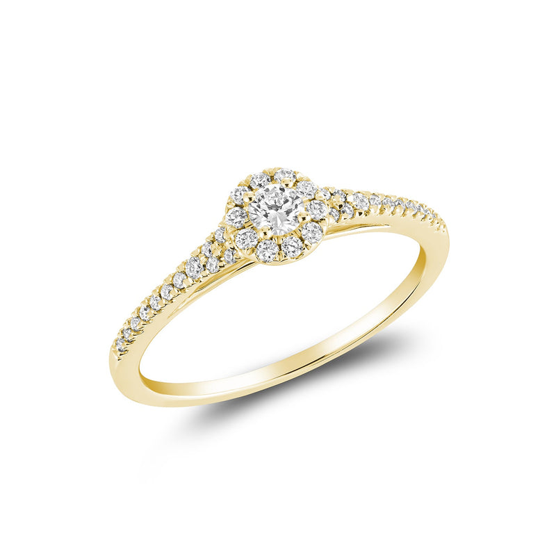 Bague à diamant solitaire et Halo